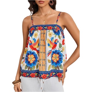 image:imageRoseSeek Womens Floral Tropical Boho Tank Tops Spaghetti Strap Summer Tops Beach Vacation Outfits CamisoleBlue Multicolor