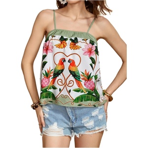 image:imageRoseSeek Womens Floral Tropical Boho Tank Tops Spaghetti Strap Summer Tops Beach Vacation Outfits CamisoleLight Green