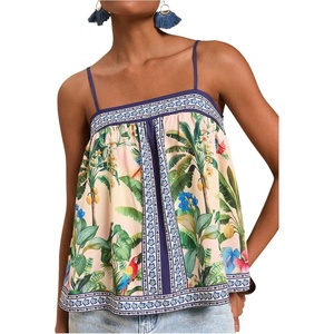 image:imageRoseSeek Womens Floral Tropical Boho Tank Tops Spaghetti Strap Summer Tops Beach Vacation Outfits CamisoleMulticolor