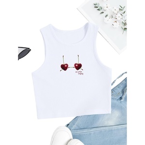 image:imageRoseSeek Womens Graphic Y2k Going Out Tank Tops Sleeveless Martini Casual Slim Fit Summer Crop TopCherry White