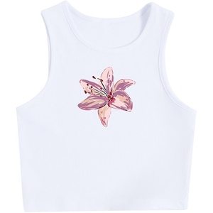 image:imageRoseSeek Womens Graphic Y2k Going Out Tank Tops Sleeveless Martini Casual Slim Fit Summer Crop TopFloral White