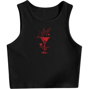 image:imageRoseSeek Womens Graphic Y2k Going Out Tank Tops Sleeveless Martini Casual Slim Fit Summer Crop TopMix Black