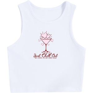 image:imageRoseSeek Womens Graphic Y2k Going Out Tank Tops Sleeveless Martini Casual Slim Fit Summer Crop TopMuti White