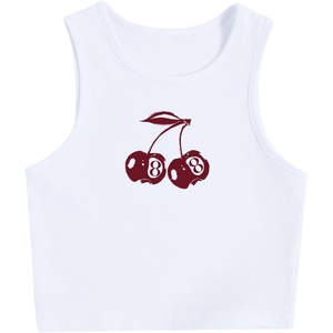 image:imageRoseSeek Womens Graphic Y2k Going Out Tank Tops Sleeveless Martini Casual Slim Fit Summer Crop TopNumber White