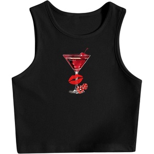image:imageRoseSeek Womens Graphic Y2k Going Out Tank Tops Sleeveless Martini Casual Slim Fit Summer Crop TopPrint Black