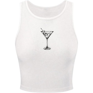 image:imageRoseSeek Womens Graphic Y2k Going Out Tank Tops Sleeveless Martini Casual Slim Fit Summer Crop TopWhite