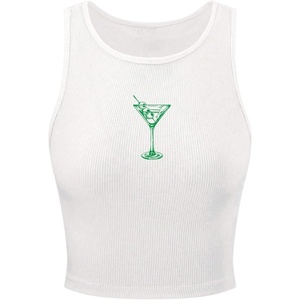 image:imageRoseSeek Womens Graphic Y2k Going Out Tank Tops Sleeveless Martini Casual Slim Fit Summer Crop TopWhite and Green