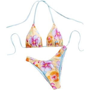 image:imageRoseSeek Womens High Waisted Bikini Sets Floral Halter Triangle Two Piece Swimsuits Cheeky Bathing SuitMulticolor