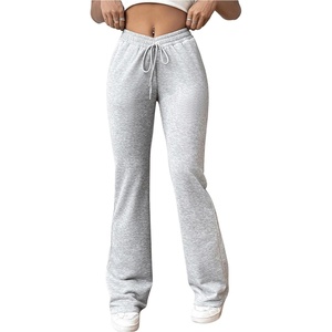 image:imageRoseSeek Womens High Waisted Crossover Flare Leg Sweatpants Baggy Drawstring Athletic Joggers Casual Workout Yoga PantsGrey