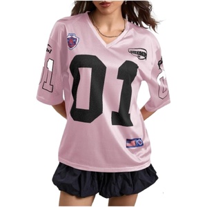 image:imageRoseSeek Womens Jersey Shirts Number Graphic V Neck 34 Sleeve Football Y2k T Shirts Tops StreetwearPure Pink