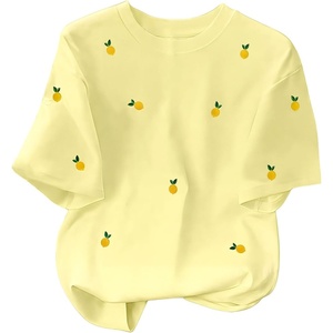 image:imageRoseSeek Womens Lemon Print Cute Tops Crew Neck Short Sleeve T Shirts Casual Summer TopsLight Yellow