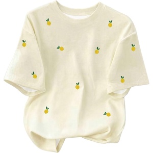 image:imageRoseSeek Womens Lemon Print Cute Tops Crew Neck Short Sleeve T Shirts Casual Summer TopsPrint Yellow