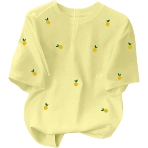 image:imageRoseSeek Womens Lemon Print Cute Tops Crew Neck Short Sleeve T Shirts Casual Summer TopsYellow