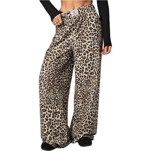 image:imageRoseSeek Womens Leopard Print Wide Leg Pants Patched Elastic Waist Casual Loose TrousersMulticolor Leopard