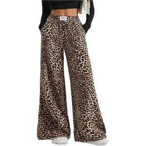 image:imageRoseSeek Womens Letter Leopard Print Straight Leg Pants Elastic Waist Y2K Trousers Bottoms with PocketsPure Khaki