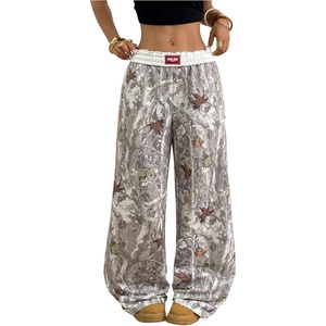 image:imageRoseSeek Womens Letter Leopard Print Straight Leg Pants Elastic Waist Y2K Trousers Bottoms with PocketsWhite