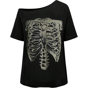 image:imageRoseSeek Womens Off The Shoulder Tops Gothic Graphic Tee Y2k Grunge Outfits Vintage Summer Going Out TopsBlack Graphic