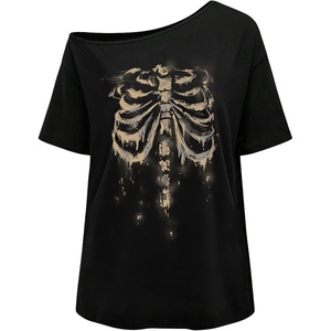image:imageRoseSeek Womens Off The Shoulder Tops Gothic Graphic Tee Y2k Grunge Outfits Vintage Summer Going Out TopsGraphic Black