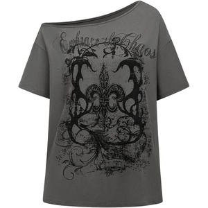 image:imageRoseSeek Womens Off The Shoulder Tops Gothic Graphic Tee Y2k Grunge Outfits Vintage Summer Going Out TopsGrey
