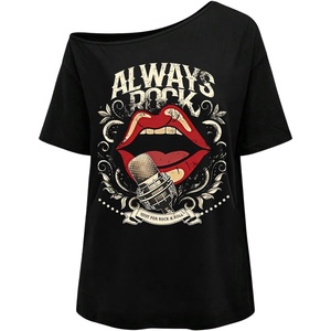 image:imageRoseSeek Womens Off The Shoulder Tops Gothic Graphic Tee Y2k Grunge Outfits Vintage Summer Going Out TopsMouth Black