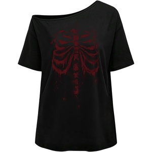 image:imageRoseSeek Womens Off The Shoulder Tops Gothic Graphic Tee Y2k Grunge Outfits Vintage Summer Going Out TopsPunk Black