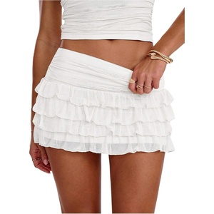 image:imageRoseSeek Womens Polka Dots Ruffle Tiered Layered Skirts Low Rise Ruched Y2K A Line Mini SkirtWhite