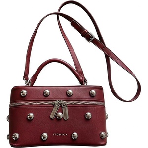 image:imageRoseSeek Womens Quilted Zipper Crossbody Handbags Y2K Top Handle Small Bucket Bags Designer Satchel PursesBurgundy Red