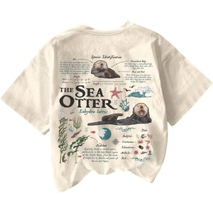 image:imageRoseSeek Womens Sea Otter Print Graphic Tees Cute Short Sleeve Crew Neck Casual Summer T ShirtsApricot