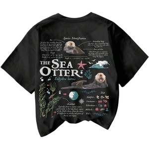 image:imageRoseSeek Womens Sea Otter Print Graphic Tees Cute Short Sleeve Crew Neck Casual Summer T ShirtsBlack