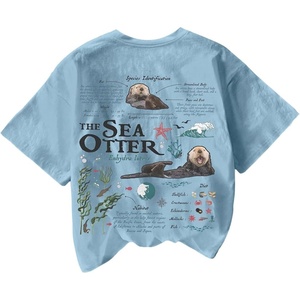image:imageRoseSeek Womens Sea Otter Print Graphic Tees Cute Short Sleeve Crew Neck Casual Summer T ShirtsLight Blue