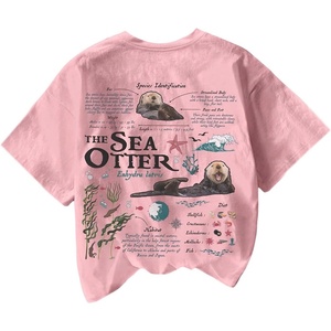 image:imageRoseSeek Womens Sea Otter Print Graphic Tees Cute Short Sleeve Crew Neck Casual Summer T ShirtsLight Pink
