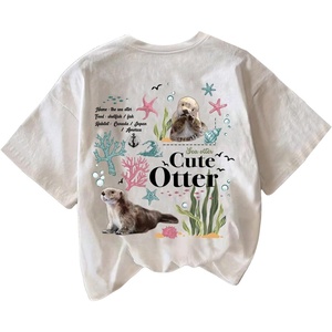 image:imageRoseSeek Womens Sea Otter Print Graphic Tees Cute Short Sleeve Crew Neck Casual Summer T ShirtsWhite