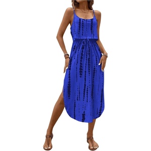 image:imageRoseSeek Womens Spaghetti Strap Tie Dye Cami Sun Dress Beach Midi Summer Dresses Resort Wear Vacation OutfitsRoyal Blue