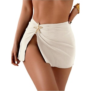 image:imageRoseSeek Womens Starfish Split Thigh Beach Skirt Skinny Vacation Bathing Suit Cover Up Skirts with CharmApricot