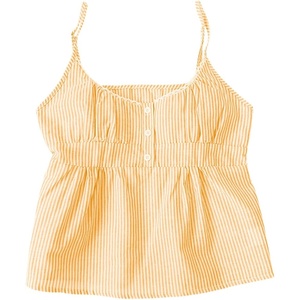 image:imageRoseSeek Womens Striped Button Front Flared Camisole Tops Shirred Spaghetti Strap Tank TopPure Yellow