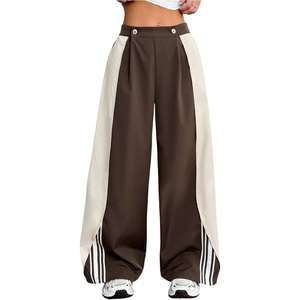 image:imageRoseSeek Womens Striped Side Streetwear Pants Wide Leg Button Front Casual TrousersMulticolor