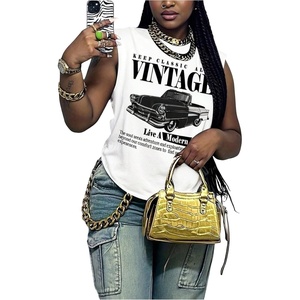 image:imageRoseSeek Womens Vintage Graphic Car Print Summer Tank Top  Crewneck Sleeveless Tops StreetwearWhite