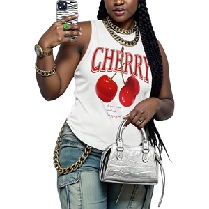 image:imageRoseSeek Womens Vintage Graphic Car Print Summer Tank Top  Crewneck Sleeveless Tops StreetwearWhite and Red