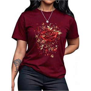 image:imageRoseSeek Womens Vintage Graphic Tees Crew Neck Short Sleeve T Shirts Y2k Streetwear Summer TopsRed
