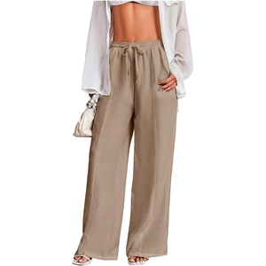 image:imageRoseSeek Womens Wide Leg Linen Pants Swimsuit Cover Ups Beach Pants Summer Vacation Outfits 2026Khaki Brown