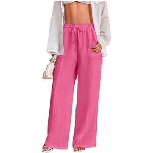 image:imageRoseSeek Womens Wide Leg Linen Pants Swimsuit Cover Ups Beach Pants Summer Vacation Outfits 2026Pink
