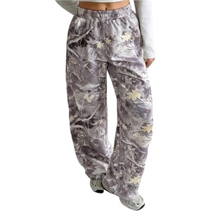 image:imageRoseSeek Womens Y2K Camo Maple Leaf Print Sweatpants Baggy Hip Pop Elastic Waist Long Pants StreetwearGrey Camo