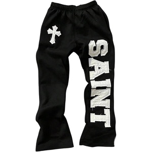 image:imageRoseSeek Womens Y2K Retro Letter Graphic Sweatpants Elastic Waist Wide Leg Drippy Pants Trousers StreetwearBlack