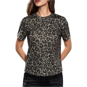 image:imageRoseSeek Womens Y2k Cheetah Print Top Leopard Print Tops Short Sleeve Loose Basic Animal Print Summer T ShirtMulticolor Grey
