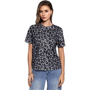 image:imageRoseSeek Womens Y2k Cheetah Print Top Leopard Print Tops Short Sleeve Loose Basic Animal Print Summer T ShirtMulticolor Leopard