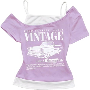 image:imageRoseSeek Womens Y2k Letter Graphic Tees Off The Shoulder Short Sleeve Summer T ShirtsLight Purple