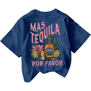 image:imageWomens Graphic Letter Tee Crew Neck Drop Shoulder Trendy Summer T Shirt Short Sleeve Vintage TopBlue