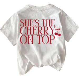 image:imageWomens Graphic Letter Tee Crew Neck Drop Shoulder Trendy Summer T Shirt Short Sleeve Vintage TopLetter Red White