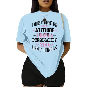 image:imageWomens Graphic Letter Tee Crew Neck Drop Shoulder Trendy Summer T Shirt Short Sleeve Vintage TopLight Blue