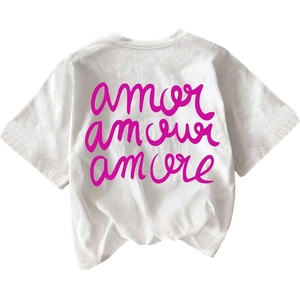 image:imageWomens Graphic Letter Tee Crew Neck Drop Shoulder Trendy Summer T Shirt Short Sleeve Vintage TopWhite Hot Pink